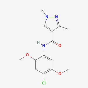 molecular formula C14H16ClN3O3 B4829946 N-(4-chloro-2,5-dimethoxyphenyl)-1,3-dimethyl-1H-pyrazole-4-carboxamide 