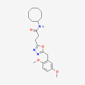 molecular formula C22H31N3O4 B4830009 N-cyclooctyl-3-[5-(2,5-dimethoxybenzyl)-1,3,4-oxadiazol-2-yl]propanamide 