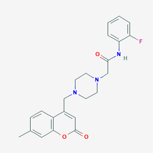 molecular formula C23H24FN3O3 B4830016 N-(2-fluorophenyl)-2-{4-[(7-methyl-2-oxo-2H-chromen-4-yl)methyl]piperazin-1-yl}acetamide 