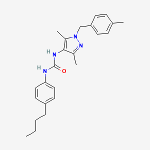 molecular formula C24H30N4O B4830202 N-(4-butylphenyl)-N'-[3,5-dimethyl-1-(4-methylbenzyl)-1H-pyrazol-4-yl]urea 