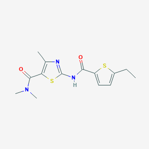 molecular formula C14H17N3O2S2 B4830706 2-{[(5-ethyl-2-thienyl)carbonyl]amino}-N,N,4-trimethyl-1,3-thiazole-5-carboxamide 