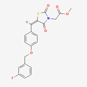 molecular formula C20H16FNO5S B4831591 methyl [(5E)-5-{4-[(3-fluorobenzyl)oxy]benzylidene}-2,4-dioxo-1,3-thiazolidin-3-yl]acetate 