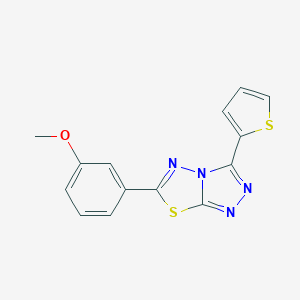 molecular formula C14H10N4OS2 B483169 methyl 3-[3-(2-thienyl)[1,2,4]triazolo[3,4-b][1,3,4]thiadiazol-6-yl]phenyl ether CAS No. 878435-23-5