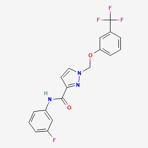 molecular formula C18H13F4N3O2 B4831832 N~3~-(3-FLUOROPHENYL)-1-{[3-(TRIFLUOROMETHYL)PHENOXY]METHYL}-1H-PYRAZOLE-3-CARBOXAMIDE 