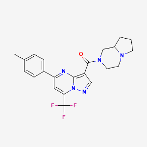 molecular formula C22H22F3N5O B4832066 hexahydropyrrolo[1,2-a]pyrazin-2(1H)-yl[5-(4-methylphenyl)-7-(trifluoromethyl)pyrazolo[1,5-a]pyrimidin-3-yl]methanone 