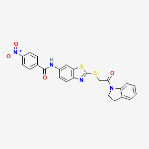 molecular formula C24H18N4O4S2 B4832093 N-(2-{[2-(2,3-dihydro-1H-indol-1-yl)-2-oxoethyl]sulfanyl}-1,3-benzothiazol-6-yl)-4-nitrobenzamide 