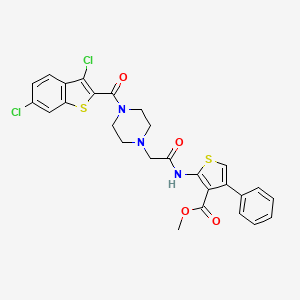 molecular formula C27H23Cl2N3O4S2 B4832150 methyl 2-[({4-[(3,6-dichloro-1-benzothiophen-2-yl)carbonyl]piperazin-1-yl}acetyl)amino]-4-phenylthiophene-3-carboxylate CAS No. 883547-64-6