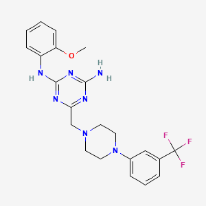 molecular formula C22H24F3N7O B4832247 N-(2-(methyloxy)phenyl)-6-((4-(3-(trifluoromethyl)phenyl)-1-piperazinyl)methyl)-1,3,5-triazine-2,4-diamine 