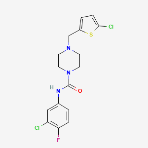 molecular formula C16H16Cl2FN3OS B4832366 N-(3-chloro-4-fluorophenyl)-4-[(5-chlorothiophen-2-yl)methyl]piperazine-1-carboxamide 
