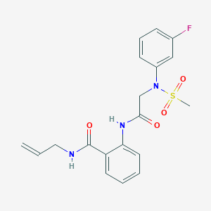 molecular formula C19H20FN3O4S B4832410 2-{[N-(3-fluorophenyl)-N-(methylsulfonyl)glycyl]amino}-N-(prop-2-en-1-yl)benzamide 