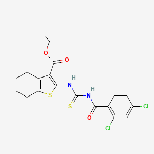 molecular formula C19H18Cl2N2O3S2 B4832480 Ethyl 2-({[(2,4-dichlorophenyl)carbonyl]carbamothioyl}amino)-4,5,6,7-tetrahydro-1-benzothiophene-3-carboxylate 