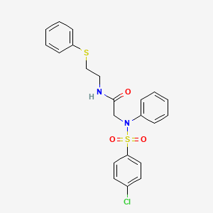 molecular formula C22H21ClN2O3S2 B4832503 N~2~-[(4-chlorophenyl)sulfonyl]-N~2~-phenyl-N-[2-(phenylsulfanyl)ethyl]glycinamide 