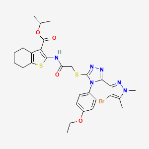 molecular formula C29H33BrN6O4S2 B4832607 ISOPROPYL 2-[(2-{[5-(4-BROMO-1,5-DIMETHYL-1H-PYRAZOL-3-YL)-4-(4-ETHOXYPHENYL)-4H-1,2,4-TRIAZOL-3-YL]SULFANYL}ACETYL)AMINO]-4,5,6,7-TETRAHYDRO-1-BENZOTHIOPHENE-3-CARBOXYLATE 