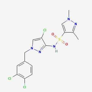 molecular formula C15H14Cl3N5O2S B4832689 N~4~-[4-CHLORO-1-(3,4-DICHLOROBENZYL)-1H-PYRAZOL-3-YL]-1,3-DIMETHYL-1H-PYRAZOLE-4-SULFONAMIDE 
