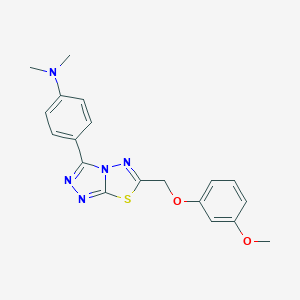 molecular formula C19H19N5O2S B483269 N-(4-{6-[(3-methoxyphenoxy)methyl][1,2,4]triazolo[3,4-b][1,3,4]thiadiazol-3-yl}phenyl)-N,N-dimethylamine CAS No. 878431-09-5