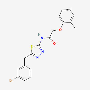 molecular formula C18H16BrN3O2S B4833276 N-[5-[(3-bromophenyl)methyl]-1,3,4-thiadiazol-2-yl]-2-(2-methylphenoxy)acetamide 