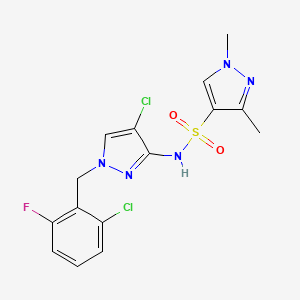 molecular formula C15H14Cl2FN5O2S B4833288 N~4~-[4-CHLORO-1-(2-CHLORO-6-FLUOROBENZYL)-1H-PYRAZOL-3-YL]-1,3-DIMETHYL-1H-PYRAZOLE-4-SULFONAMIDE 