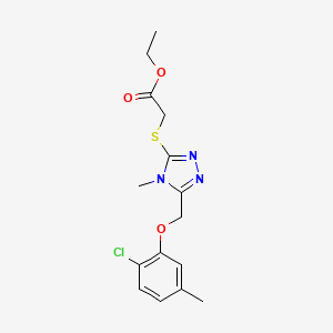 molecular formula C15H18ClN3O3S B4833300 ETHYL 2-({5-[(2-CHLORO-5-METHYLPHENOXY)METHYL]-4-METHYL-4H-1,2,4-TRIAZOL-3-YL}SULFANYL)ACETATE 