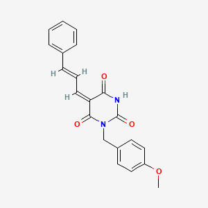 molecular formula C21H18N2O4 B4833334 (5E)-1-[(4-methoxyphenyl)methyl]-5-[(E)-3-phenylprop-2-enylidene]-1,3-diazinane-2,4,6-trione 