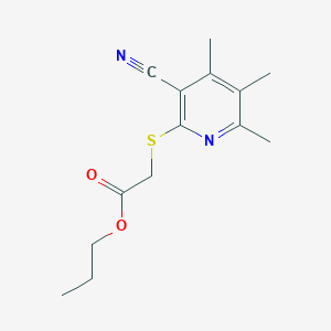 molecular formula C14H18N2O2S B4833341 Propyl 2-((3-cyano-4,5,6-trimethylpyridin-2-yl)thio)acetate 