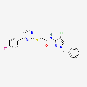 molecular formula C22H17ClFN5OS B4833343 N~1~-(1-BENZYL-4-CHLORO-1H-PYRAZOL-3-YL)-2-{[4-(4-FLUOROPHENYL)-2-PYRIMIDINYL]SULFANYL}ACETAMIDE 