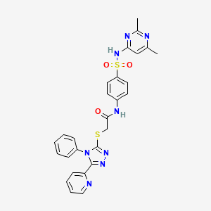 molecular formula C27H24N8O3S2 B4833594 N-[4-[(2,6-dimethylpyrimidin-4-yl)sulfamoyl]phenyl]-2-[(4-phenyl-5-pyridin-2-yl-1,2,4-triazol-3-yl)sulfanyl]acetamide 