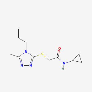 molecular formula C11H18N4OS B4833690 N-cyclopropyl-2-[(5-methyl-4-propyl-4H-1,2,4-triazol-3-yl)sulfanyl]acetamide 
