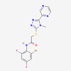 molecular formula C15H11BrF2N6OS B4833751 N-(2-bromo-4,6-difluorophenyl)-2-{[4-methyl-5-(pyrazin-2-yl)-4H-1,2,4-triazol-3-yl]sulfanyl}acetamide 