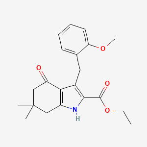 molecular formula C21H25NO4 B4833945 ETHYL 3-[(2-METHOXYPHENYL)METHYL]-6,6-DIMETHYL-4-OXO-4,5,6,7-TETRAHYDRO-1H-INDOLE-2-CARBOXYLATE 