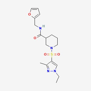 molecular formula C17H24N4O4S B4834080 1-[(1-ETHYL-3-METHYL-1H-PYRAZOL-4-YL)SULFONYL]-N~3~-(2-FURYLMETHYL)-3-PIPERIDINECARBOXAMIDE 