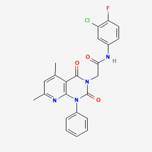 molecular formula C23H18ClFN4O3 B4834172 N-(3-CHLORO-4-FLUOROPHENYL)-2-{5,7-DIMETHYL-2,4-DIOXO-1-PHENYL-1H,2H,3H,4H-PYRIDO[2,3-D]PYRIMIDIN-3-YL}ACETAMIDE 