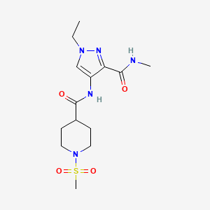 molecular formula C14H23N5O4S B4834784 N~4~-{1-ETHYL-3-[(METHYLAMINO)CARBONYL]-1H-PYRAZOL-4-YL}-1-(METHYLSULFONYL)-4-PIPERIDINECARBOXAMIDE 