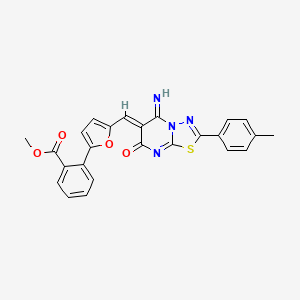 molecular formula C25H18N4O4S B4835006 methyl 2-(5-{(Z)-[5-imino-2-(4-methylphenyl)-7-oxo-5H-[1,3,4]thiadiazolo[3,2-a]pyrimidin-6(7H)-ylidene]methyl}furan-2-yl)benzoate 