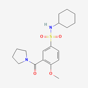 molecular formula C18H26N2O4S B4835104 N-cyclohexyl-4-methoxy-3-(pyrrolidin-1-ylcarbonyl)benzenesulfonamide 