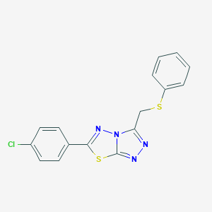 molecular formula C16H11ClN4S2 B483527 6-(4-Chlorophenyl)-3-[(phenylsulfanyl)methyl][1,2,4]triazolo[3,4-b][1,3,4]thiadiazole CAS No. 903862-19-1