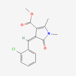 molecular formula C15H14ClNO3 B4835394 METHYL 3-[(Z)-1-(2-CHLOROPHENYL)METHYLIDENE]-1,5-DIMETHYL-2-OXO-1,2-DIHYDRO-3H-PYRROLE-4-CARBOXYLATE 