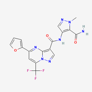 molecular formula C17H12F3N7O3 B4835404 N-[5-(aminocarbonyl)-1-methyl-1H-pyrazol-4-yl]-5-(2-furyl)-7-(trifluoromethyl)pyrazolo[1,5-a]pyrimidine-3-carboxamide 