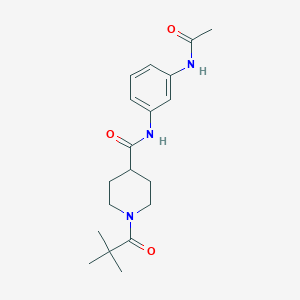 molecular formula C19H27N3O3 B4835493 N-[3-(acetylamino)phenyl]-1-(2,2-dimethylpropanoyl)piperidine-4-carboxamide 