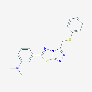 molecular formula C18H17N5S2 B483553 N,N-dimethyl-3-[3-(phenylsulfanylmethyl)-[1,2,4]triazolo[3,4-b][1,3,4]thiadiazol-6-yl]aniline CAS No. 892679-28-6