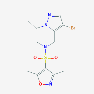 molecular formula C12H17BrN4O3S B4835648 N~4~-[(4-BROMO-1-ETHYL-1H-PYRAZOL-5-YL)METHYL]-N~4~,3,5-TRIMETHYL-4-ISOXAZOLESULFONAMIDE 