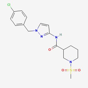 molecular formula C17H21ClN4O3S B4835656 N~3~-[1-(4-CHLOROBENZYL)-1H-PYRAZOL-3-YL]-1-(METHYLSULFONYL)-3-PIPERIDINECARBOXAMIDE 