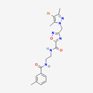 molecular formula C19H21BrN6O3 B4835679 3-[(4-BROMO-3,5-DIMETHYL-1H-PYRAZOL-1-YL)METHYL]-N~5~-{2-[(3-METHYLBENZOYL)AMINO]ETHYL}-1,2,4-OXADIAZOLE-5-CARBOXAMIDE 