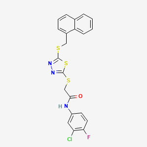 molecular formula C21H15ClFN3OS3 B4835707 N-(3-chloro-4-fluorophenyl)-2-[[5-(naphthalen-1-ylmethylsulfanyl)-1,3,4-thiadiazol-2-yl]sulfanyl]acetamide 