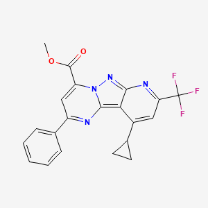 molecular formula C21H15F3N4O2 B4835897 methyl 13-cyclopropyl-4-phenyl-11-(trifluoromethyl)-3,7,8,10-tetrazatricyclo[7.4.0.02,7]trideca-1,3,5,8,10,12-hexaene-6-carboxylate 