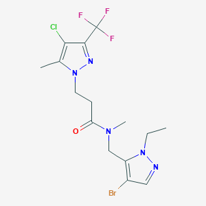 molecular formula C15H18BrClF3N5O B4836157 N~1~-[(4-BROMO-1-ETHYL-1H-PYRAZOL-5-YL)METHYL]-3-[4-CHLORO-5-METHYL-3-(TRIFLUOROMETHYL)-1H-PYRAZOL-1-YL]-N~1~-METHYLPROPANAMIDE 