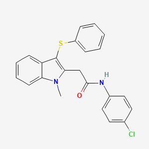 molecular formula C23H19ClN2OS B4836170 N-(4-chlorophenyl)-2-[1-methyl-3-(phenylsulfanyl)-1H-indol-2-yl]acetamide 