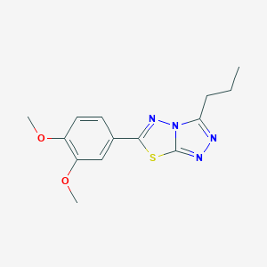 molecular formula C14H16N4O2S B483632 6-(3,4-Dimethoxyphenyl)-3-propyl[1,2,4]triazolo[3,4-b][1,3,4]thiadiazole CAS No. 903202-27-7