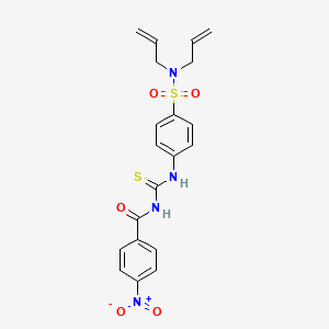 molecular formula C20H20N4O5S2 B4836388 N-[({4-[(diallylamino)sulfonyl]phenyl}amino)carbonothioyl]-4-nitrobenzamide 