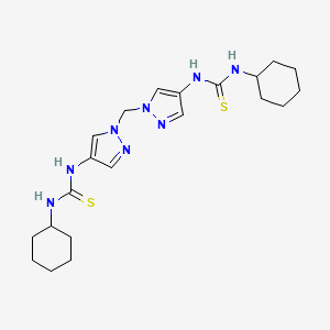 molecular formula C21H32N8S2 B4836451 N',N'''-[methylenebis(1H-pyrazole-1,4-diyl)]bis[N-cyclohexyl(thiourea)] 