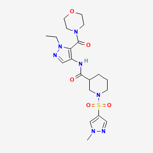 molecular formula C20H29N7O5S B4836482 N~3~-[1-ETHYL-5-(MORPHOLINOCARBONYL)-1H-PYRAZOL-4-YL]-1-[(1-METHYL-1H-PYRAZOL-4-YL)SULFONYL]-3-PIPERIDINECARBOXAMIDE 
